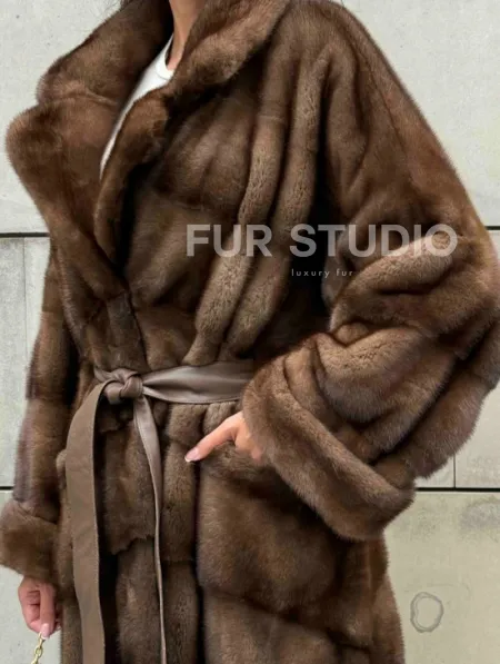 Кимоно шуба английский воротник - цвет соболь - фото 1