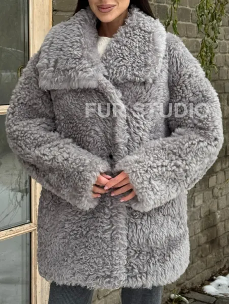 Короткая шубка - дублёнка из овчины - фото 2