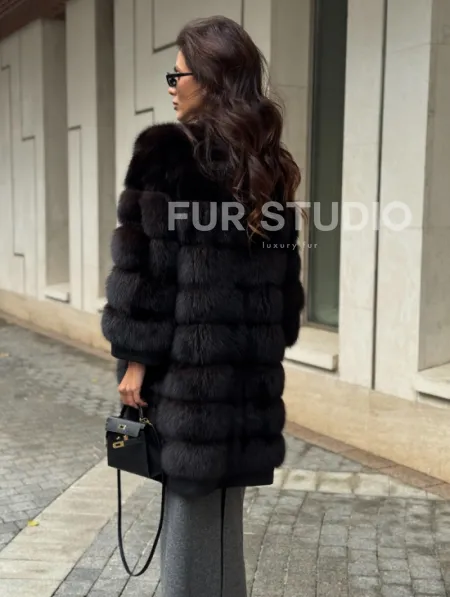 Пальто из куницы с отделкой кашемира - фото 4