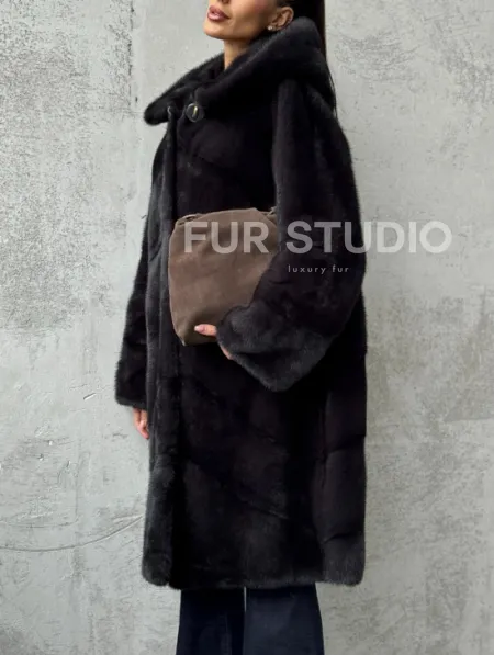 Норковая женская шуба с капюшоном - фото 1