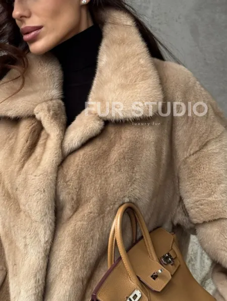 Норковый жакет с английским воротником - пастель - фото 1