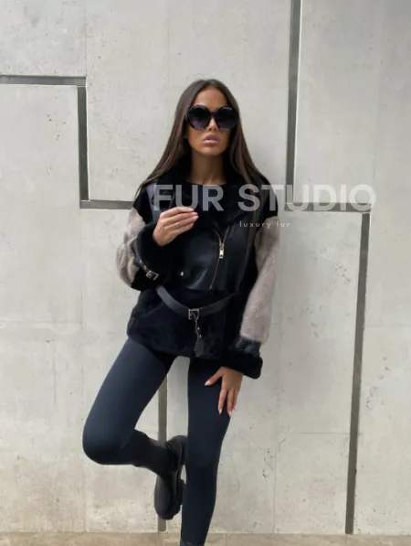 Дублёнка из мериноса с мехом норки - фото 5