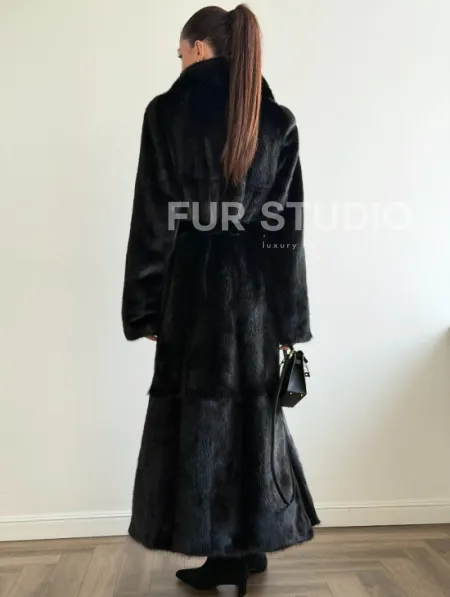 Черная шуба из меха норки - классический стиль - фото 5