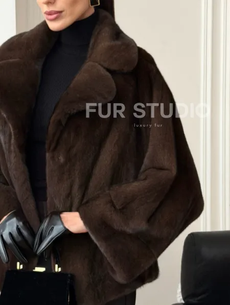 Короткая шуба из натурального меха норки - фото 1