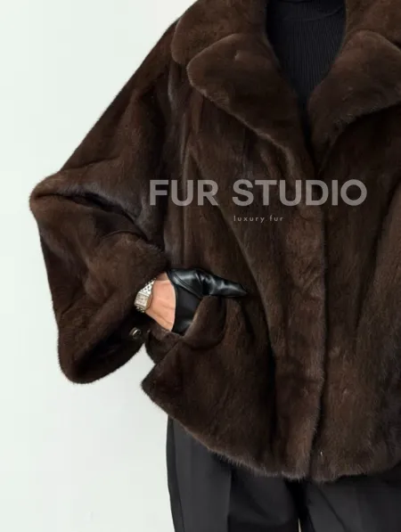 Короткая шуба из натурального меха норки - фото 2