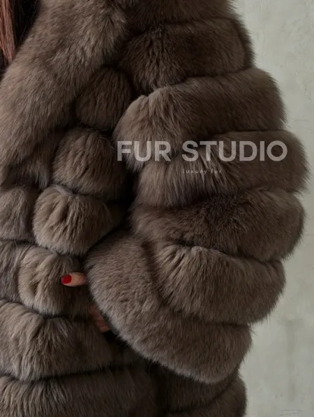 Шуба из песца под соболь - английский воротник - фото 1