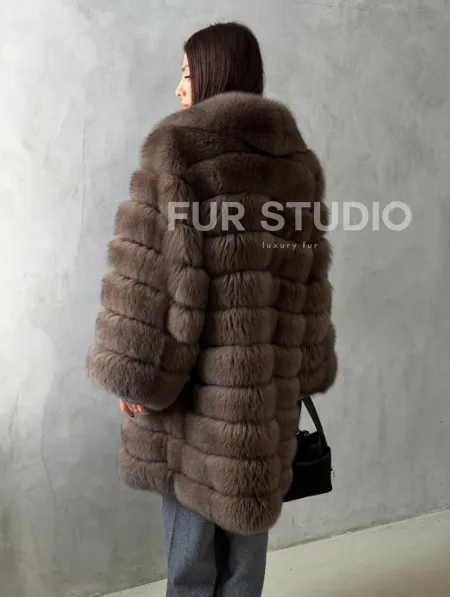 Шуба из песца под соболь - английский воротник - фото 10