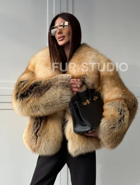 Короткая шубка из лисы Premium Golden Fox - фото 15