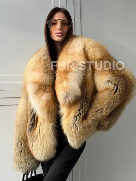 Короткая шубка из лисы Premium Golden Fox - фото 6