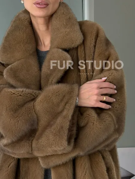 Женский норковый полушубок - английский воротник - фото 2