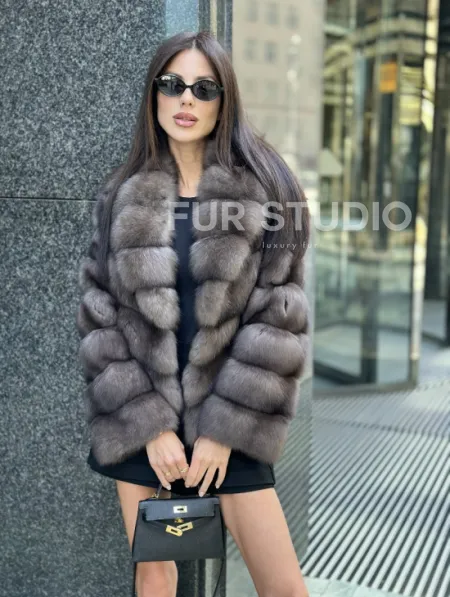 Шуба короткая из меха баргузинского соболя - фото 2