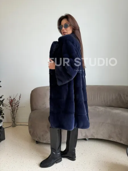 Норка KOPENHAGEN FUR английский воротник поперечка - цвет синий - фото 6