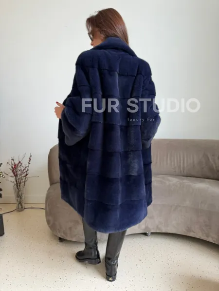 Норка KOPENHAGEN FUR английский воротник поперечка - цвет синий - фото 4