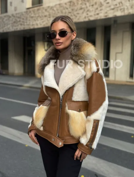 Стильная дубленка из мериноса - цвет кэмел - фото 8