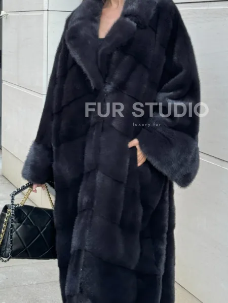 Манто из аукционной норки в цвете графит - фото 2