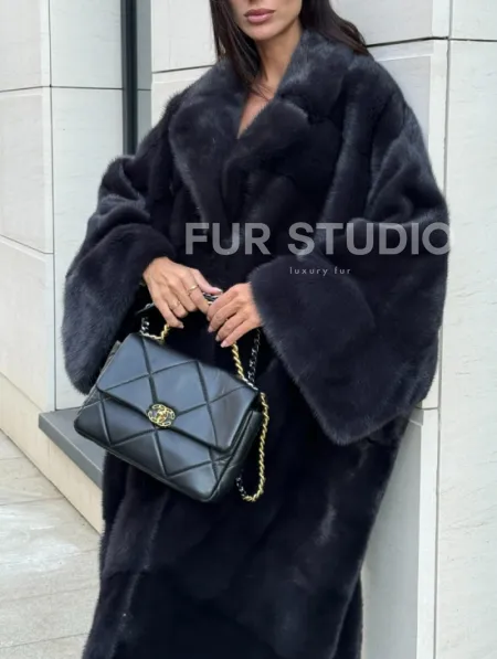 Манто из аукционной норки в цвете графит - фото 1