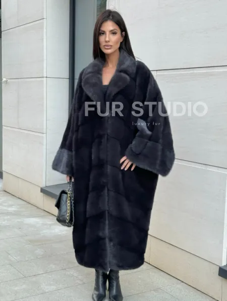 Манто из аукционной норки в цвете графит - фото 6