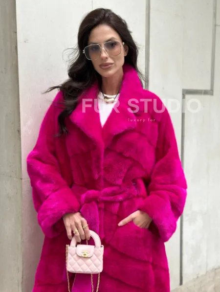 Фуксия шуба из меха аукционной норки - фото 1