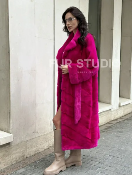 Фуксия шуба из меха аукционной норки - фото 6