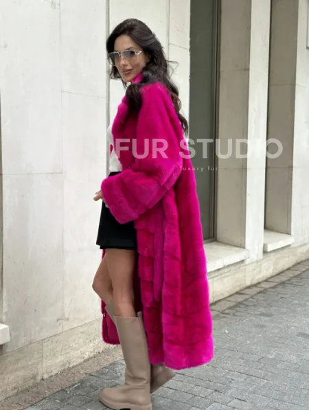 Фуксия шуба из меха аукционной норки - фото 8
