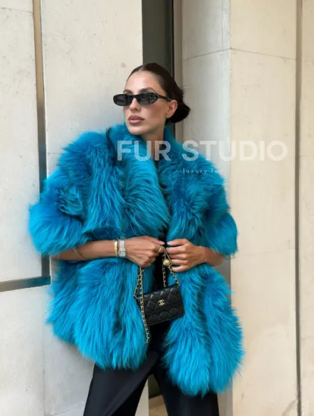 Накидка женская из меха чернобурки - Тиффани - фото 6