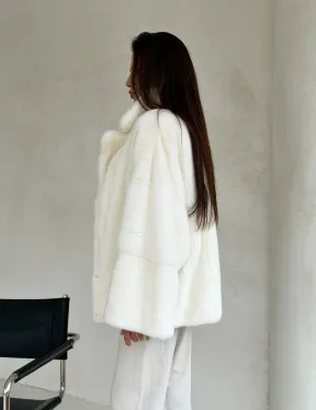 Шуба автоледи из белой норки NAFA MINK - роспуск - фото 10