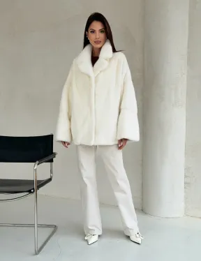 Шуба автоледи из белой норки NAFA MINK - роспуск - фото 3