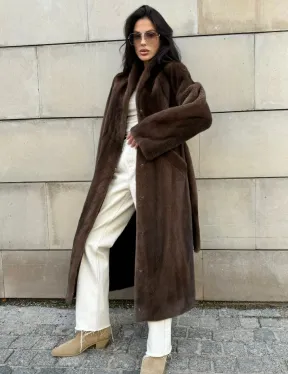 Норковая шуба, цельный мех PREMIUM COLLECTION VELVET - цвет соболь - фото 9