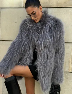 Шуба из меха енота на вязанной основе - фото 3