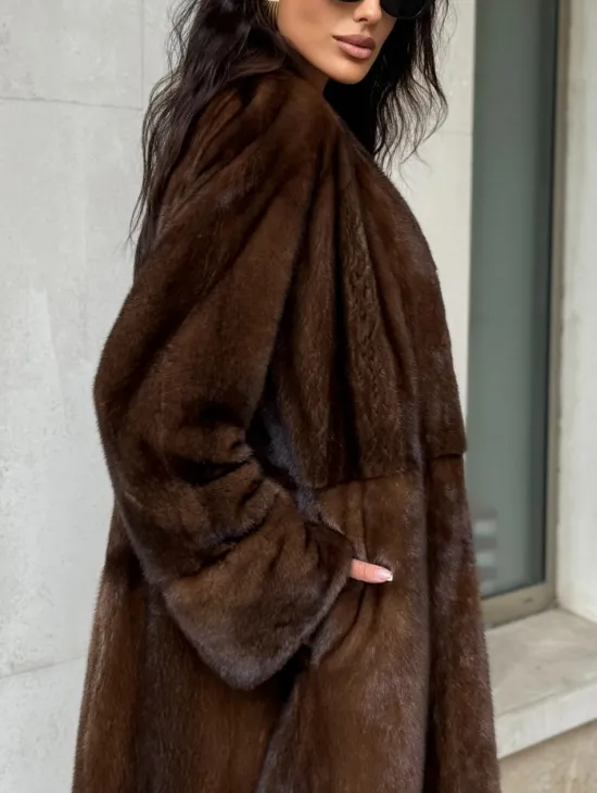 Модная шуба из скандинавской норки PREMIUM COLLECTION без воротника - фото 3