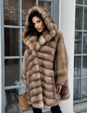 Шуба из меха куницы «летучая мышь» - фото 6