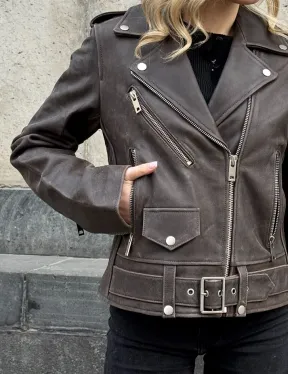 Косуха женская из винтажной кожи - фото 2