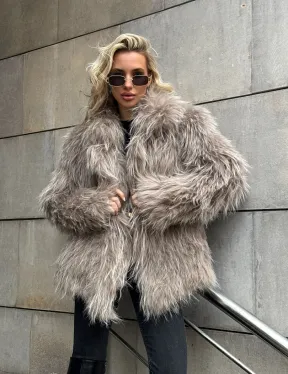 Полушубок из енота с английским воротником - фото 0