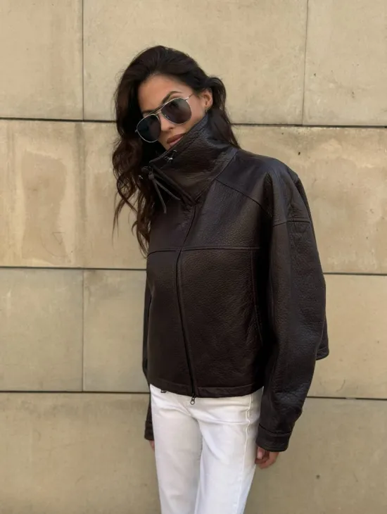 Короткая куртка оверсайз из натуральной кожи Joomba - фото 9