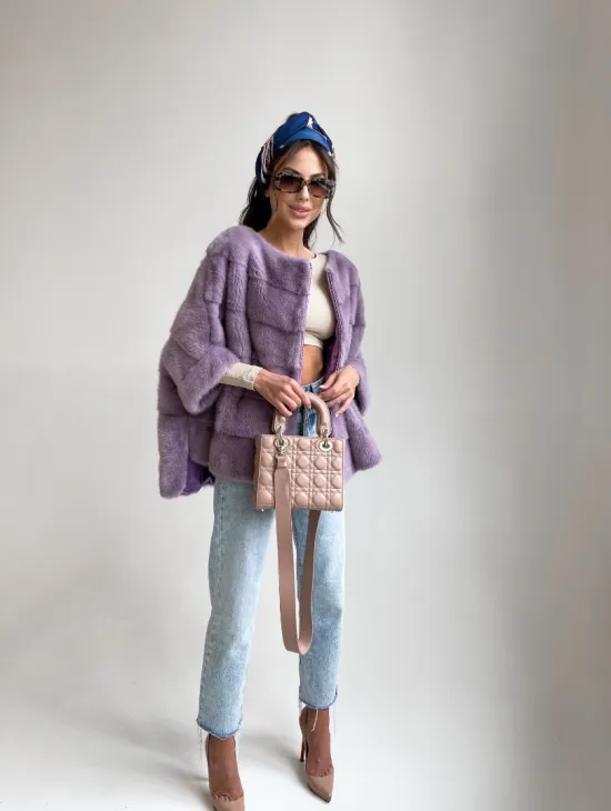 Свитер из меха норки в лавандовом оттенке - фото 3