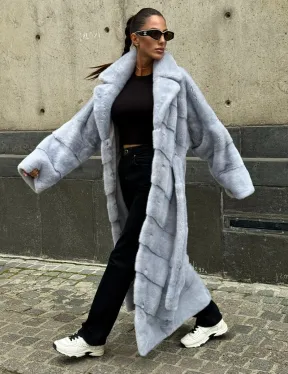 Длинная шуба из голубой скандинавской норки - фото 4