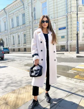 Белая шерстяная шуба - тедди - фото 0