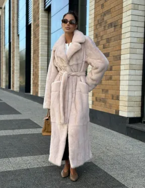 Шуба норковая - пальто с поясом, классика - фото 11