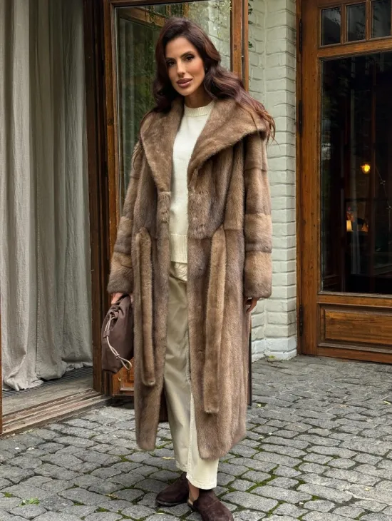 Шуба норковая с капюшоном - цвет пастель - фото 4