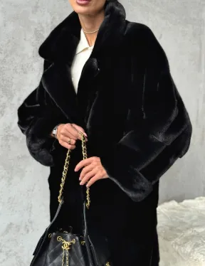 Черная шуба из меха норки SAGA FURS - фото 2