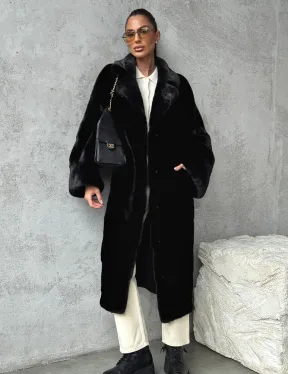 Черная шуба из меха норки SAGA FURS - фото 10