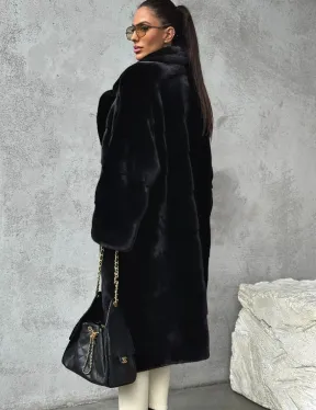 Черная шуба из меха норки SAGA FURS - фото 3