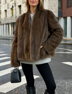 Короткий норковый жакет - цвет соболь - фото 2