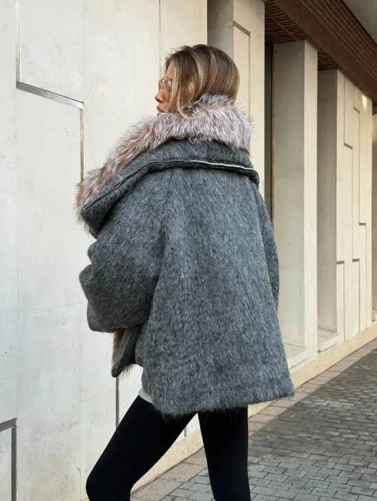 Шерстяная куртка - пуховик с мехом лисы - фото 9