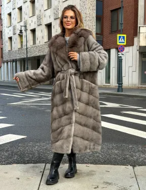 Шуба норковая женская с капюшоном куница - фото 9