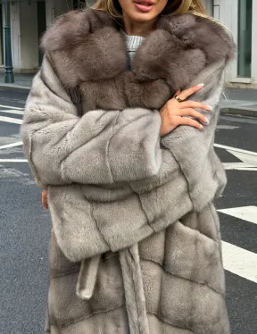 Шуба норковая женская с капюшоном куница - фото 3