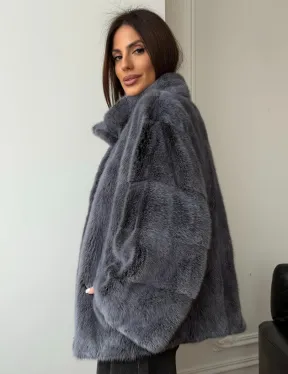 Короткая норковая шуба - стойка воротник - фото 10