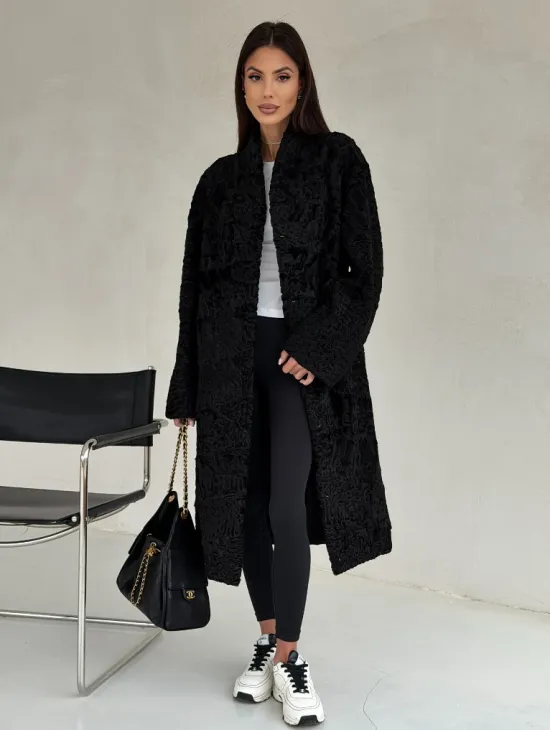 Черная шуба из каракуля - фото 7