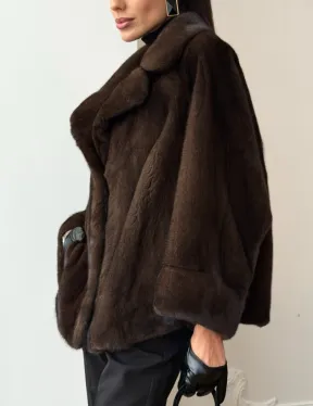 Короткая шуба из натурального меха норки - фото 6