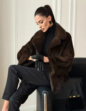 Короткая шуба из натурального меха норки - фото 12